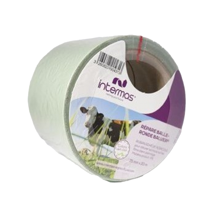 Ruban adh&eacute;sif agricole r&eacute;pare balle-ronde 15x0.75M